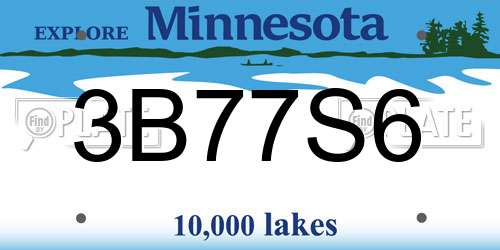 3B77S6 Minnesota License Plate