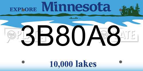 3B80A8 Minnesota License Plate