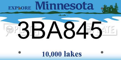 3BA845 Minnesota License Plate