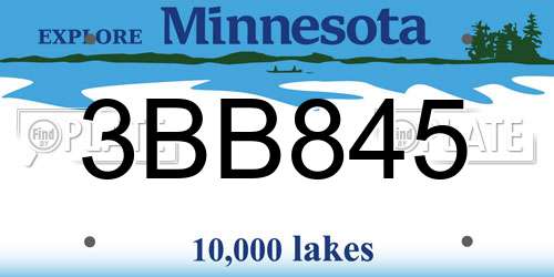 3BB845 Minnesota License Plate