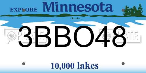 3BBO48 Minnesota License Plate