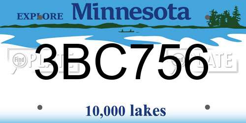 3BC756 Minnesota License Plate