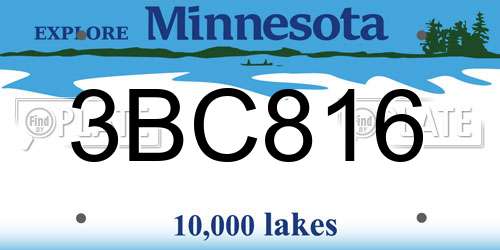 3BC816 Minnesota License Plate