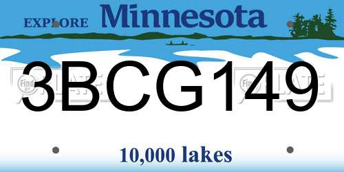 3BCG149 Minnesota License Plate