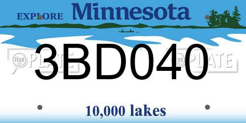3BD040 Minnesota License Plate