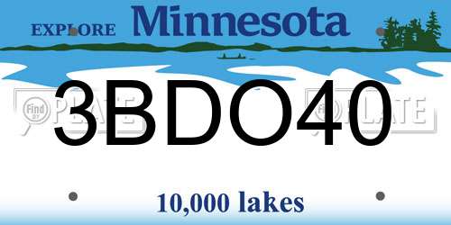 3BDO40 Minnesota License Plate