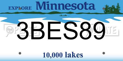 3BES89 Minnesota License Plate