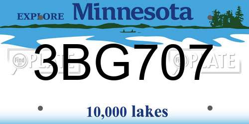 3BG707 Minnesota License Plate