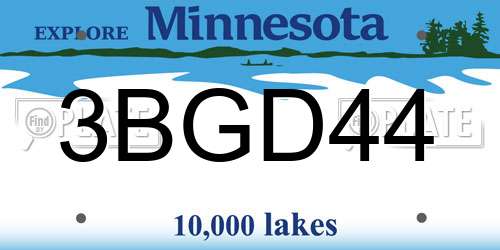 3BGD44 Minnesota License Plate