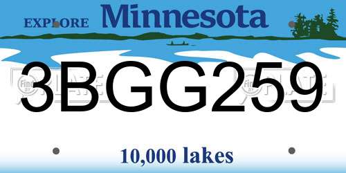 3BGG259 Minnesota License Plate