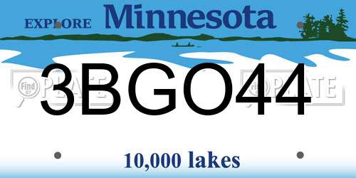 3BGO44 Minnesota License Plate