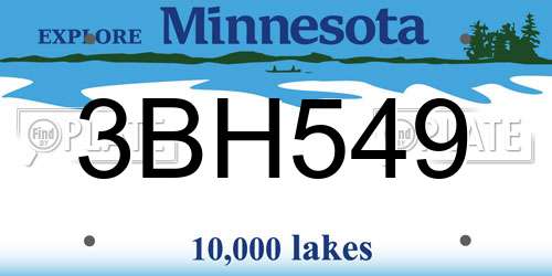 3BH549 Minnesota License Plate