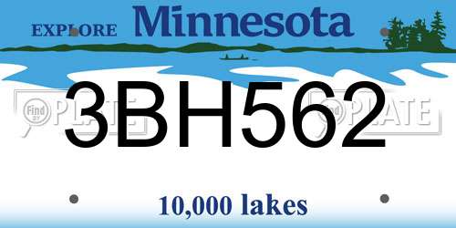 3BH562 Minnesota License Plate