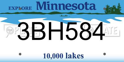 3BH584 Minnesota License Plate