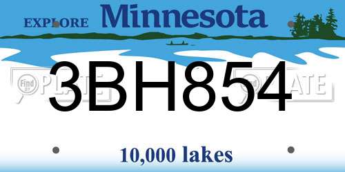 3BH854 Minnesota License Plate