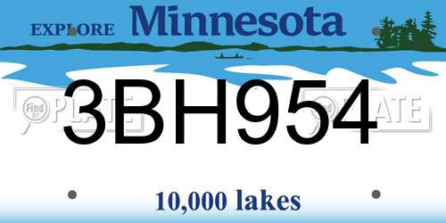 3BH954 Minnesota License Plate