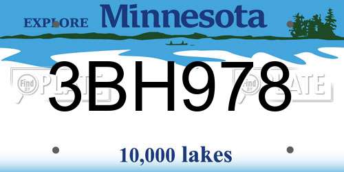 3BH978 Minnesota License Plate