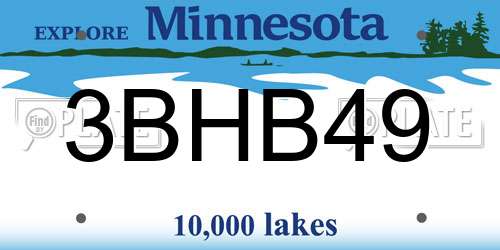 3BHB49 Minnesota License Plate