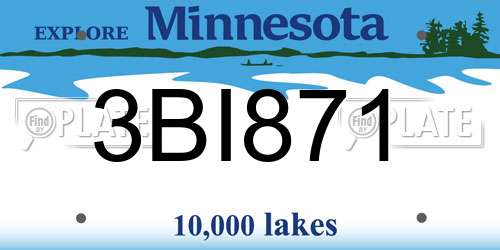 3BI871 Minnesota License Plate