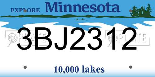 3BJ2312 Minnesota License Plate