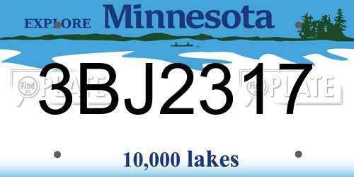 3BJ2317 Minnesota License Plate