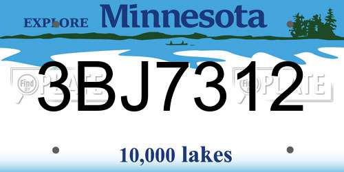 3BJ7312 Minnesota License Plate