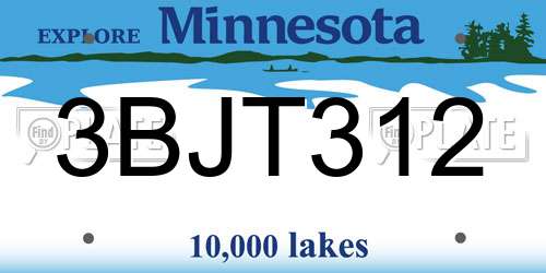 3BJT312 Minnesota License Plate