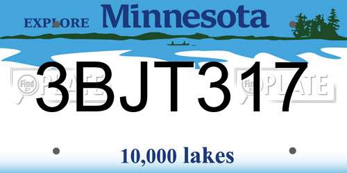 3BJT317 Minnesota License Plate