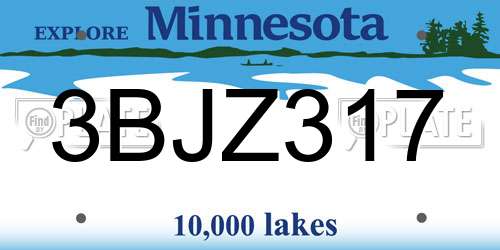 3BJZ317 Minnesota License Plate