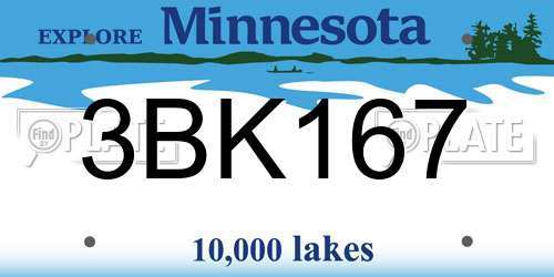 3BK167 Minnesota License Plate