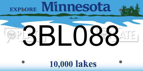 3BL088 Minnesota License Plate