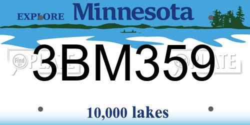 3BM359 Minnesota License Plate