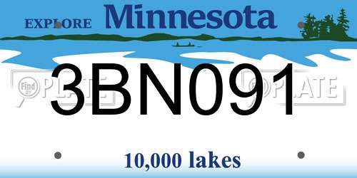 3BN091 Minnesota License Plate