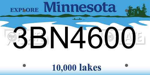 3BN4600 Minnesota License Plate