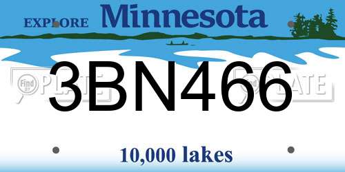 3BN466 Minnesota License Plate