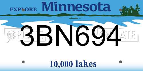 3BN694 Minnesota License Plate