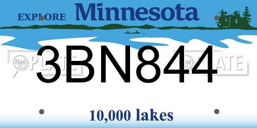 3BN844 Minnesota License Plate