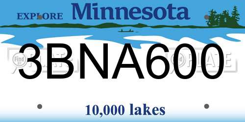 3BNA600 Minnesota License Plate