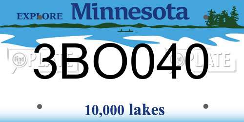 3BO040 Minnesota License Plate