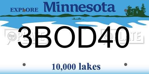 3BOD40 Minnesota License Plate