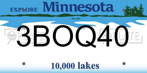 3BOQ40 Minnesota License Plate