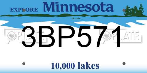 3BP571 Minnesota License Plate