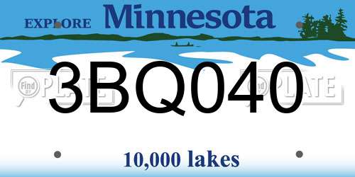3BQ040 Minnesota License Plate