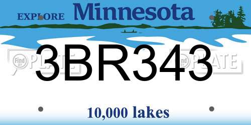 3BR343 Minnesota License Plate
