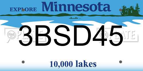 3BSD45 Minnesota License Plate