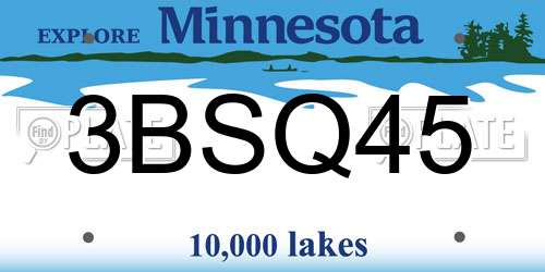 3BSQ45 Minnesota License Plate