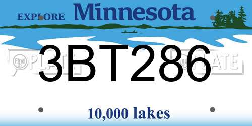 3BT286 Minnesota License Plate
