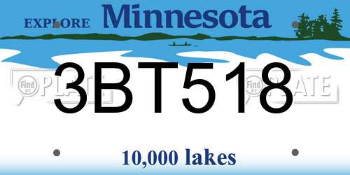 3BT518 Minnesota License Plate