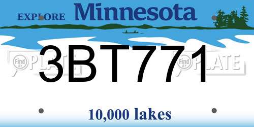 3BT771 Minnesota License Plate