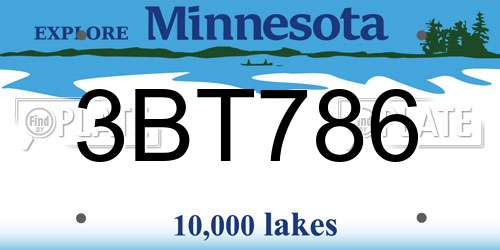 3BT786 Minnesota License Plate